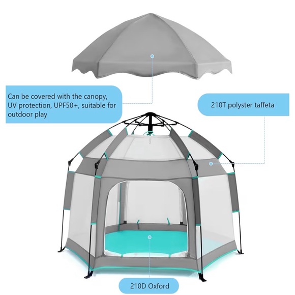 Bend River baby Playpen with Canopy, Portable Baby Beach Tent - Picture 10 of 10